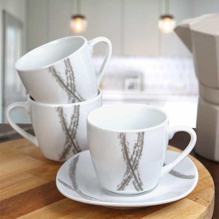 PORCULANSKE ŠALICE ZA ESPRESSU KAVU U KUTIJI 6/1 90 ML -  SIVE