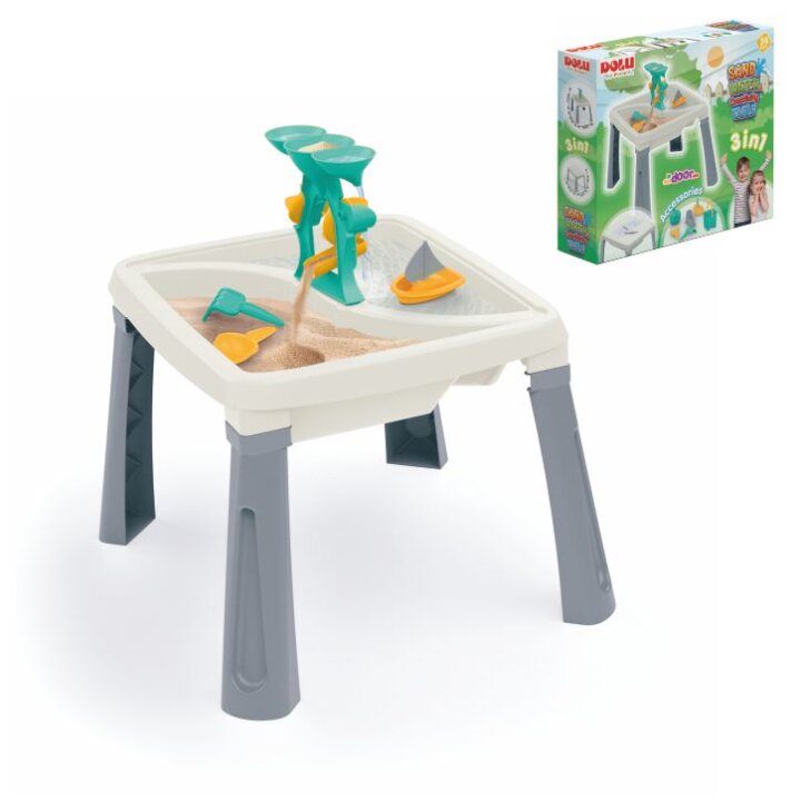 PJEŠČANIK ZA DJECU + STOLIĆ + VODENICA ZA IGRU 3u1 ČETVRTASTI 54,2x45x45 cm