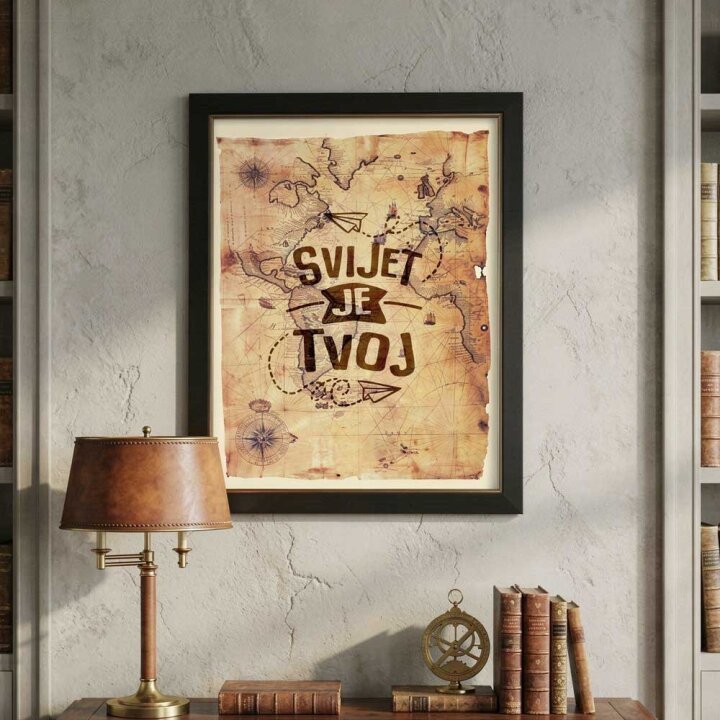 ZIDNA SLIKA UOKVIRENA 40x50cm MOTIV Svijet je tvoj