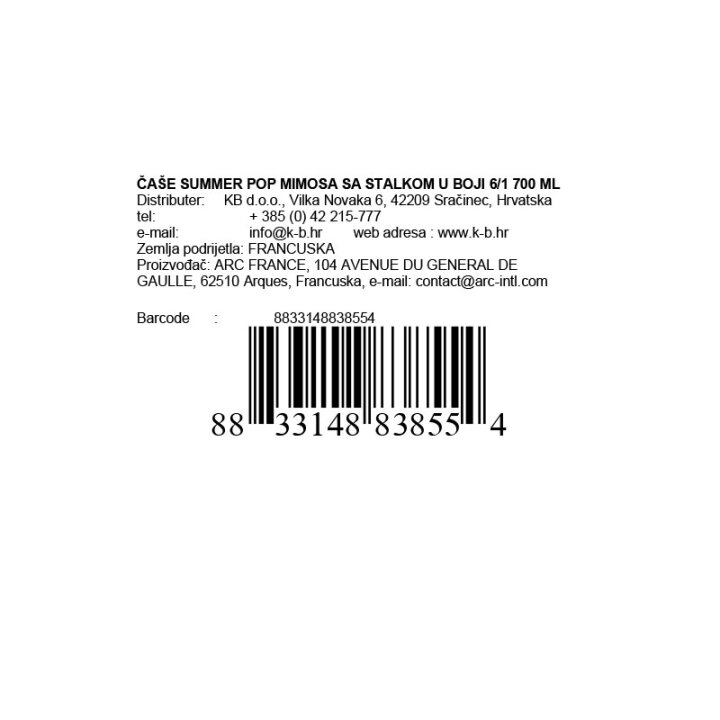ČAŠE ZA GIN SUMMER POP MIMOSA SA STALKOM U BOJI 6/1 700 ML