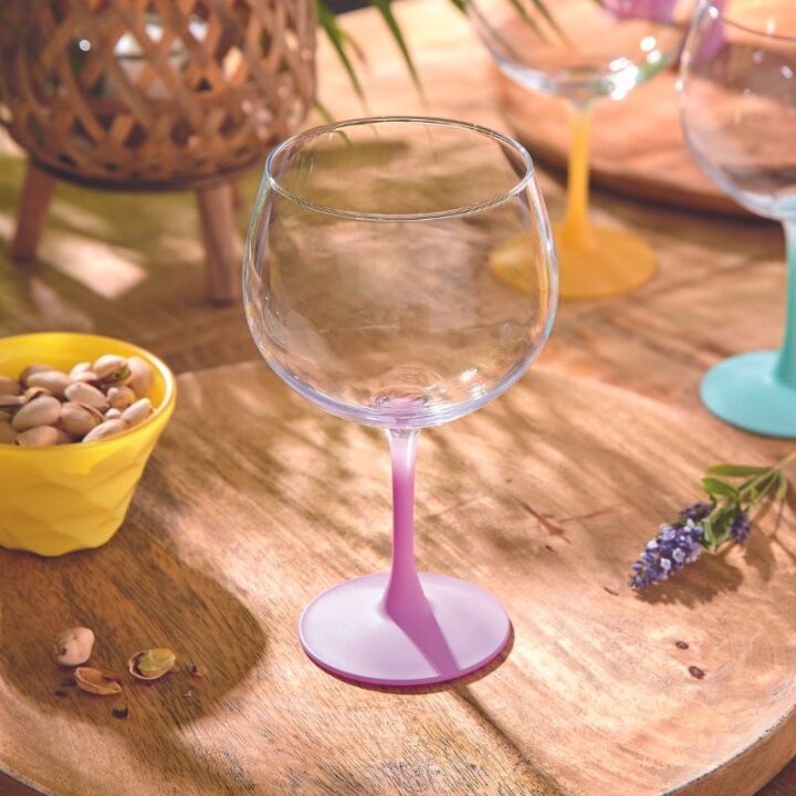 ČAŠE ZA GIN SUMMER POP ROZA-PARME SA STALKOM U BOJI 6/1 700 ML