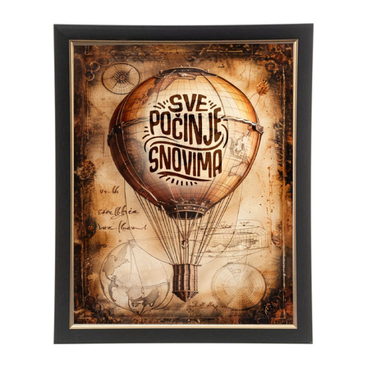 ZIDNA SLIKA UOKVIRENA 40 x 50 cm - Sve počinje snovima