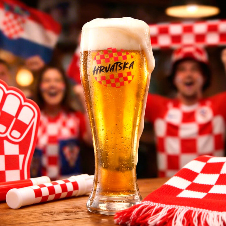 NAVIJAČKA ČAŠA ZA PIVO S TISKOM 500 ml VISOKA Hrvatska u poklon kutiji