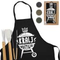SET ZA ROŠTILJ U POKLON KUTIJI - INOX PRIBOR 3/1 I PREGAČA  Kralj roštilja