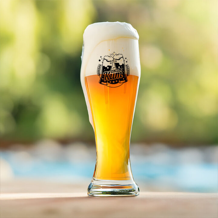 ČAŠA ZA PIVO S TISKOM 500ml VISOKA Najbolji kum u poklon kutiji