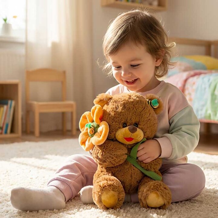 MEDO PLIŠANI SA CVIJETOM 28 cm - SORT
