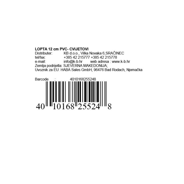 DJEČJA LOPTA 12 CM PVC - CVIJETOVI
