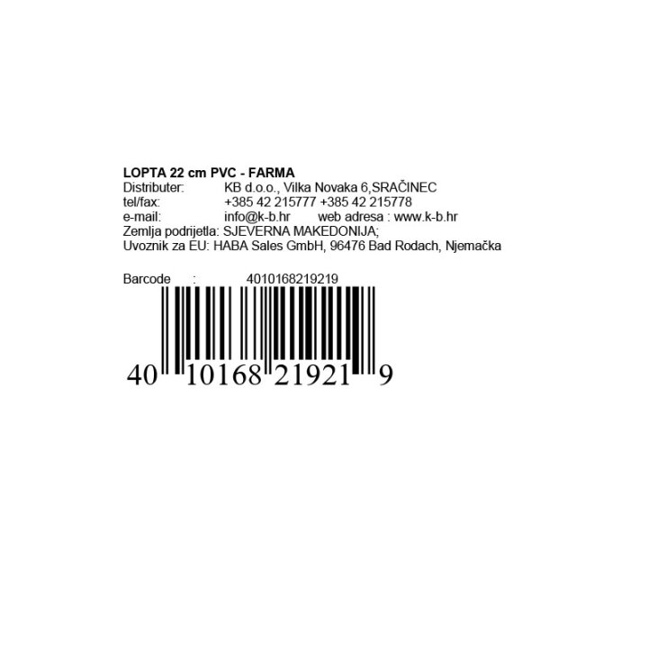 LOPTA 22 cm PVC - FARMA