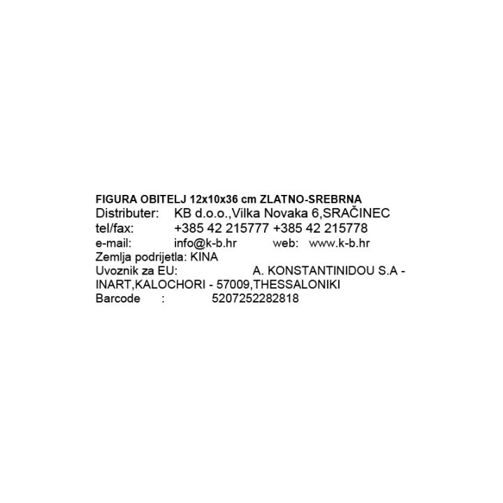 FIGURA OBITELJ 12x10x36 cm ZLATNO-SREBRNA