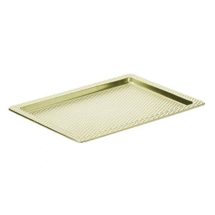 TANJUR DEKORATIVNI ČETVRTASTI METALNI 32x23 cm - ZLATNI