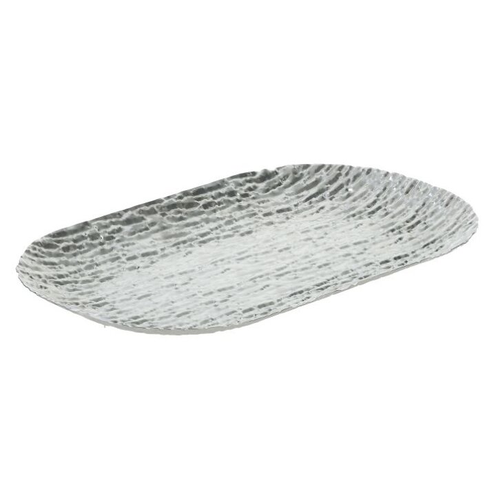 TANJUR DEKORATIVNI OVALNI METALNI 43x26 cm - SREBRNI