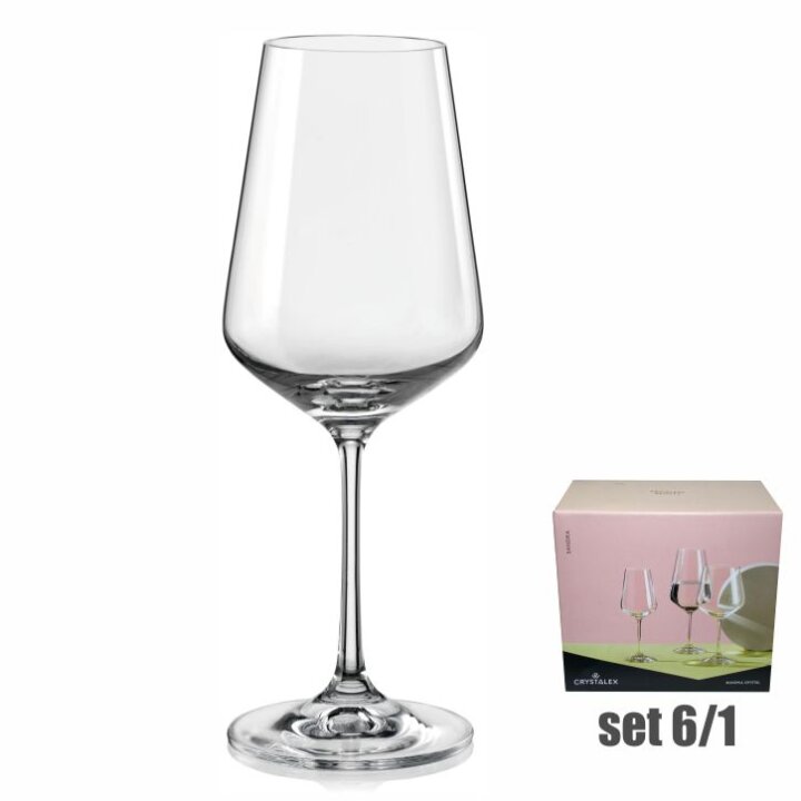 KRISTALNE ČAŠE ZA VINO SANDRA 6/1 350 mL
