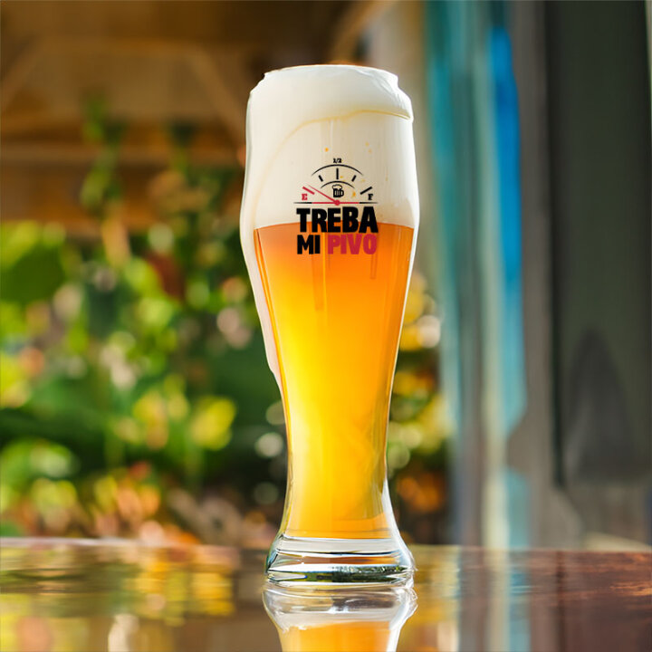 ČAŠA ZA PIVO S TISKOM 500ml VISOKA Treba mi pivo u poklon kutiji