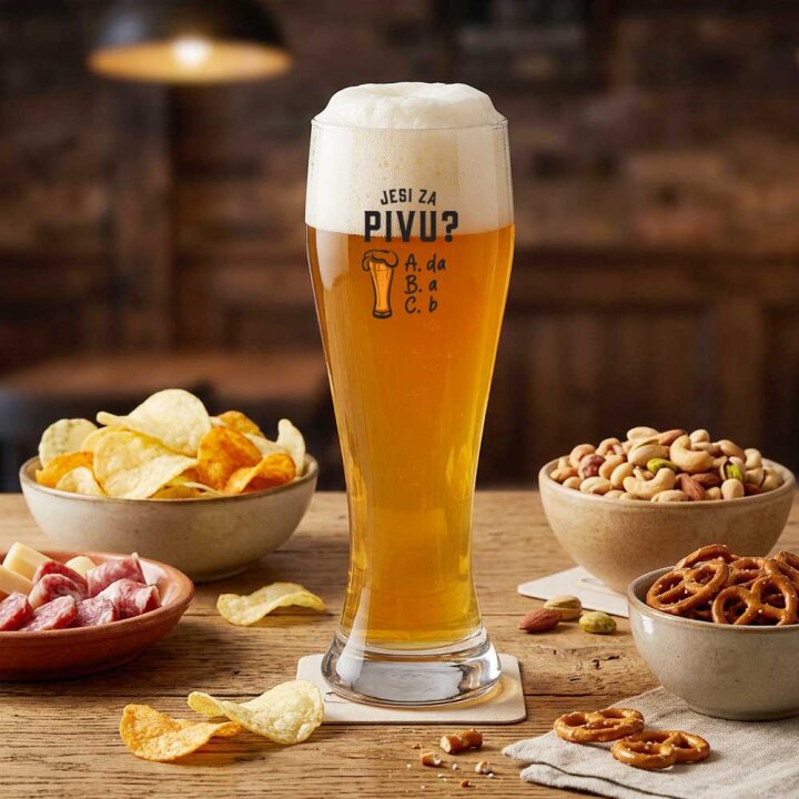 ČAŠA ZA PIVO S TISKOM 500ml VISOKA Jesi za pivu u poklon kutiji