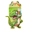 BOJANKA ZA DJECU U OBLIKU DINOSAURA 20 STRANA S FLOMASTERIMA 30x24 cm