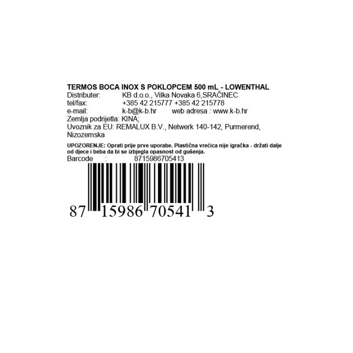 TERMOSICA BOCA INOX S POKLOPCEM 500 mL - LOWENTHAL
