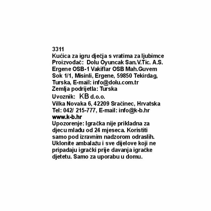 KUĆICA ZA IGRU S VRATAŠCIMA ZA LJUBIMCE 109x95x87,5 cm