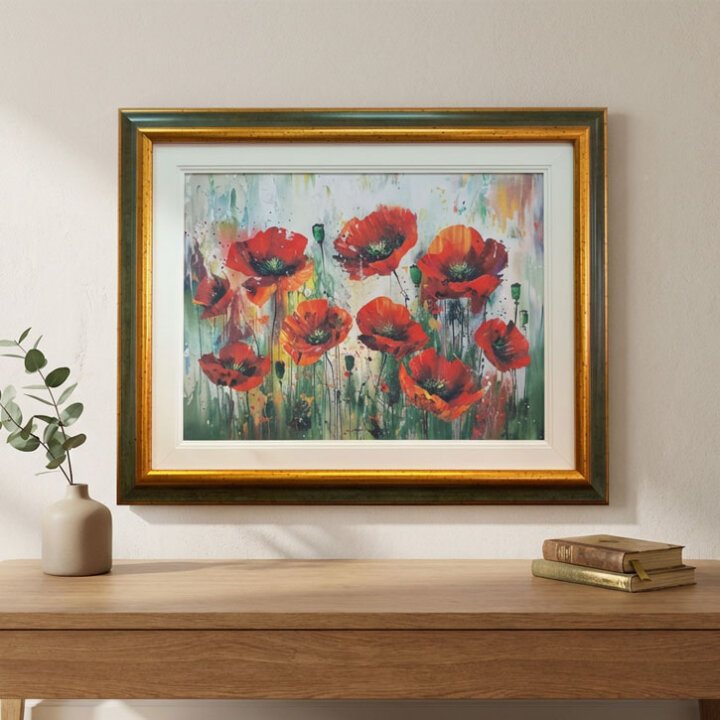 ZIDNA SLIKA UOKVIRENA - MAKOVI 54x44