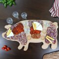 DASKA DRVENA PRAŠČIĆ SA 6 ČAŠICA 49 cm x 26cm