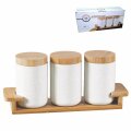 POSUDE ZA ZAČINE 3/1 PORCULANSKE 500 ml NA DRVENOM STALKU 33,5x9,8x14,5 cm