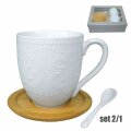 ŠALICE PORCULANSKE S DRVENIM TANJURIĆIMA 2/1 300 mL