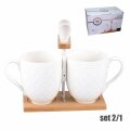 ŠALICE PORCULANSKE 2/1 NA DRVENOM STALKU 300 mL SA ŽLIČICAMA 17x8,5x18 cm