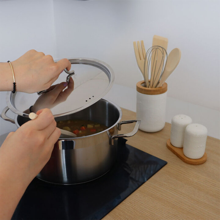 INOX POSUDA ZA KUHANJE S POKLOPCEM I DRŠKAMA 22 cm 4 L - INDUKCIJA