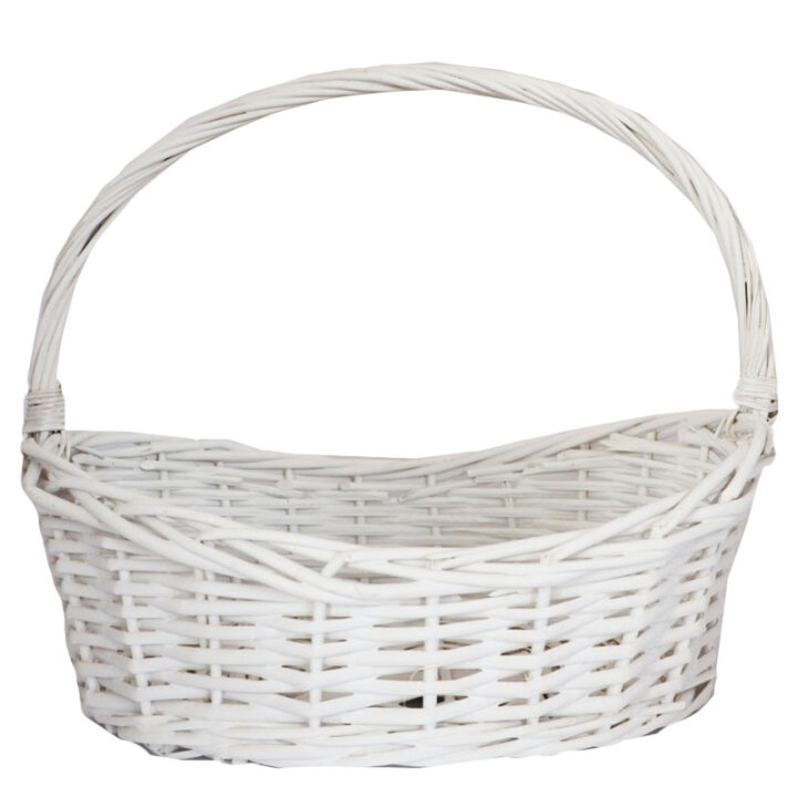 KOŠARA PLETENA BIJELA S DRŠKOM 50x35x13/17cm