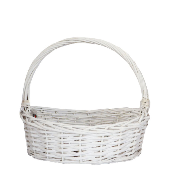 PLETENA UKRASNA KOŠARA S DRŠKOM BIJELA 35x26x10/13 cm