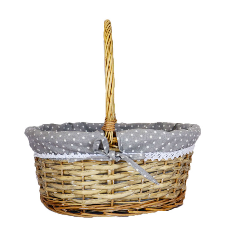 PLETENA KOŠARA ISPRANO SIVA S DRŠKOM 35x28x15/34 cm