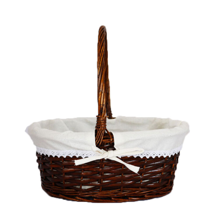 KOŠARA PLETENA SMEĐA S DRŠKOM 35x28x15/34 cm