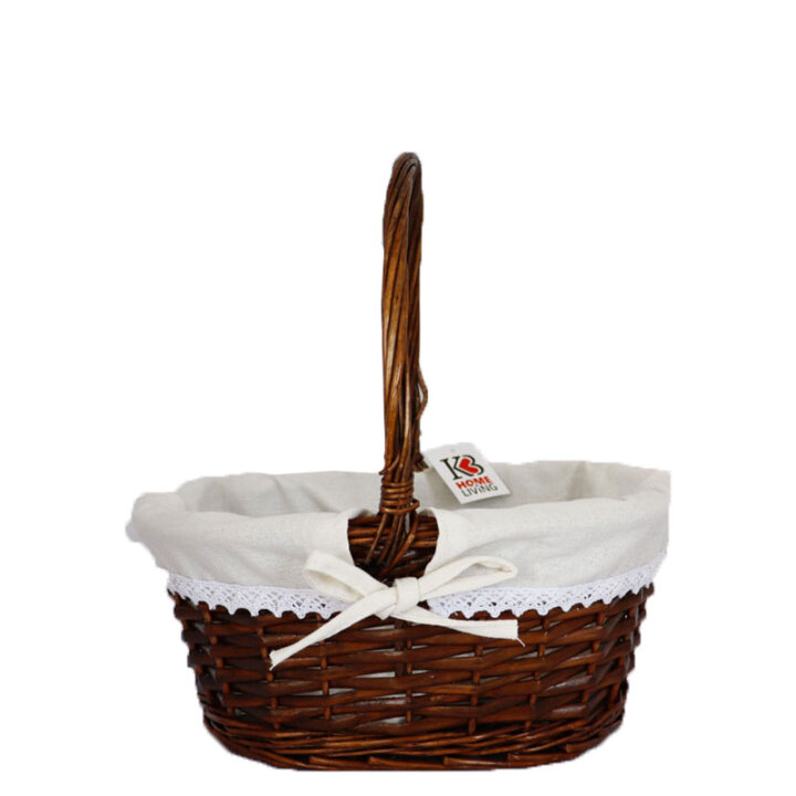 PLETENA KOŠARA SMEĐA S DRŠKOM 30x23x13/28 cm