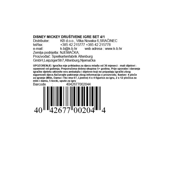 DISNEY MICKEY DRUŠTVENE IGRE SET 4/1