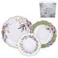 SERVIS ZA JELO SECRET GARDEN PORCULAN 18 DIJELNI NEW BONE DEKORIRANI - VALOVITI RUB