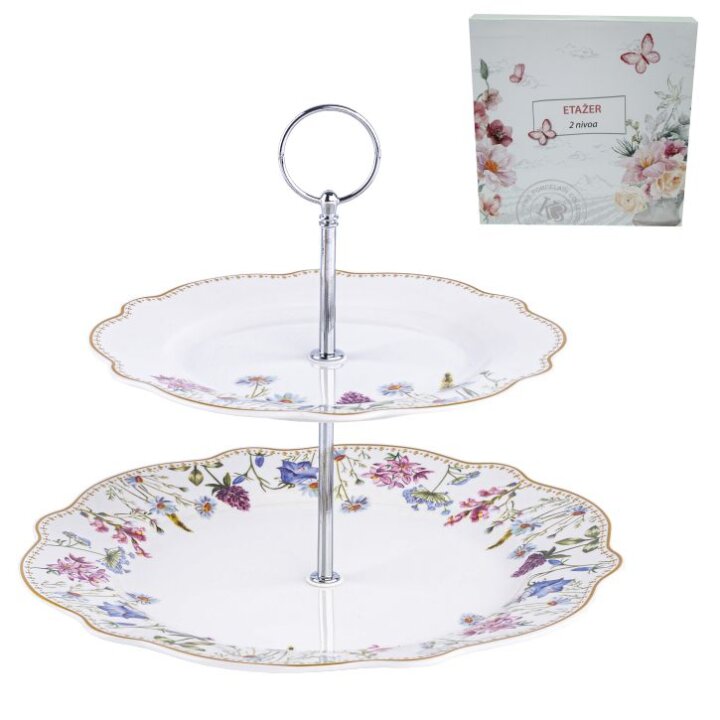 DEKORIRANI ETAŽER BLOOMING HARMONY 2 NIVOA NEW BONE - VALOVITI RUB