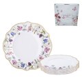 SET ZA KOLAČE 7 DIJELNI BLOOMING HARMONY PORCULAN NEW BONE DEKORIRANI - VALOVITI RUB