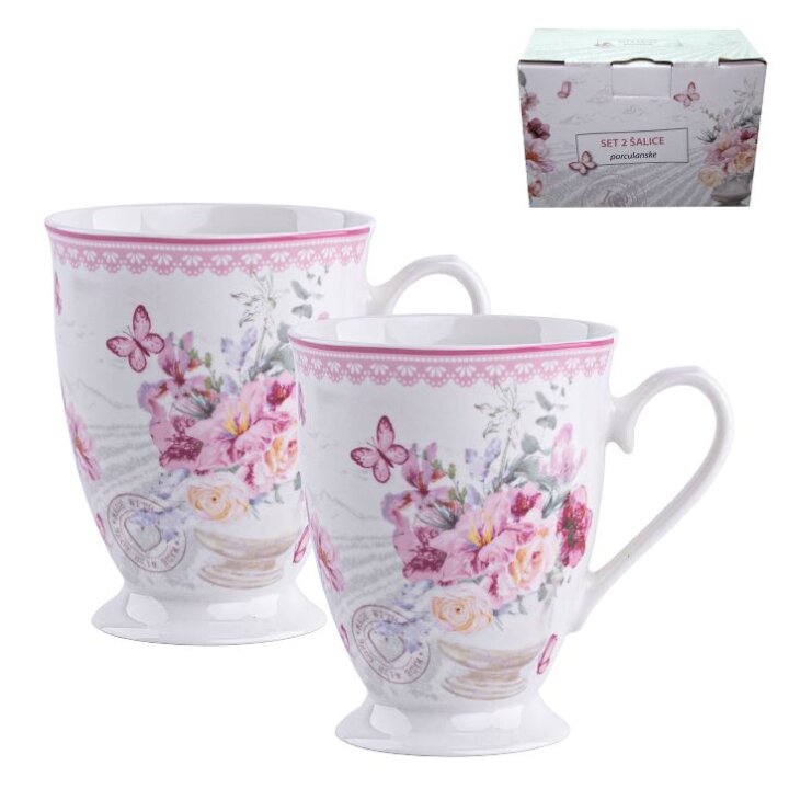 PORCULANSKE ŠALICE GARDEN SERENADE - NEW BONE DEKORIRANE 2/1 340 ML