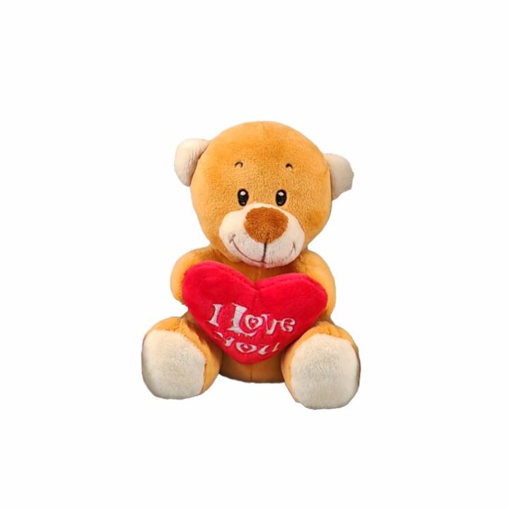 ŽIVOTINJA PLIŠANA SA SRCEM I LOVE YOU 14 cm - SORT