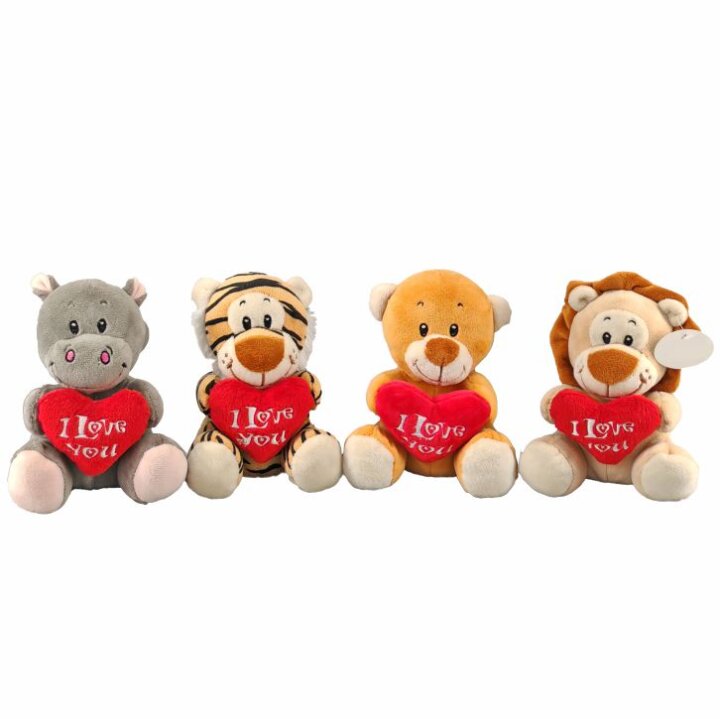 ŽIVOTINJA PLIŠANA SA SRCEM I LOVE YOU 14 cm - SORT
