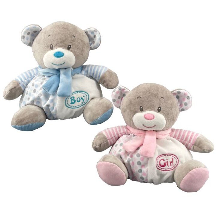 MEDO PLIŠANI SA ZVEČKOM ZA BEBE 17,5 cm - ROZI / PLAVI