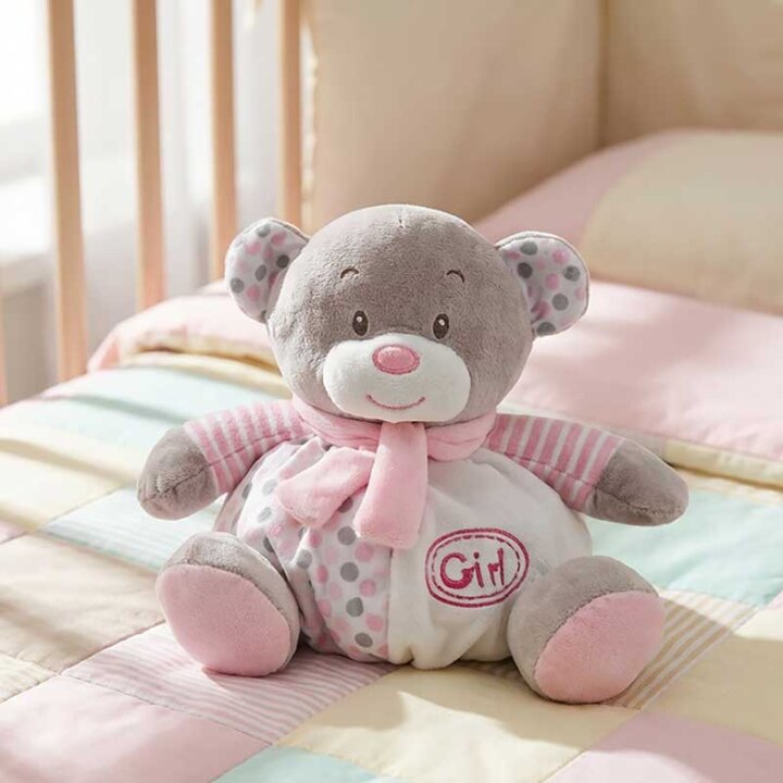 MEDO PLIŠANI SA ZVEČKOM ZA BEBE 17,5 cm - ROZI / PLAVI