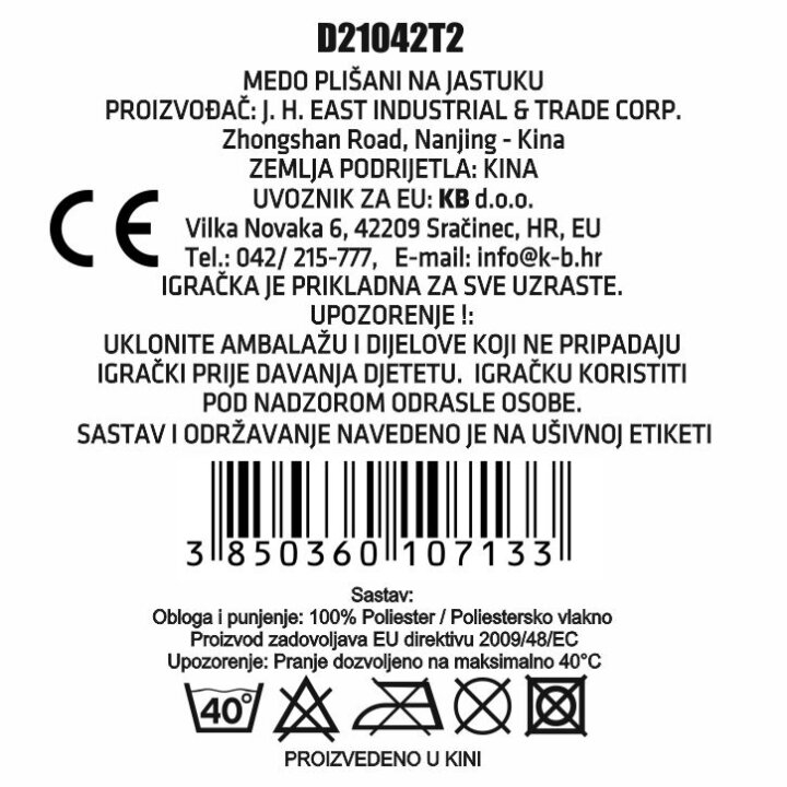 MEDO PLIŠANI NA JASTUKU 31,5 cm - ROZI / PLAVI