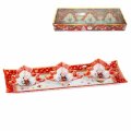 BOŽIĆNI STAKLENI DEKORATIVNI SET 3 ZDJELICE 10 cm NA TACNI 32x15 cm