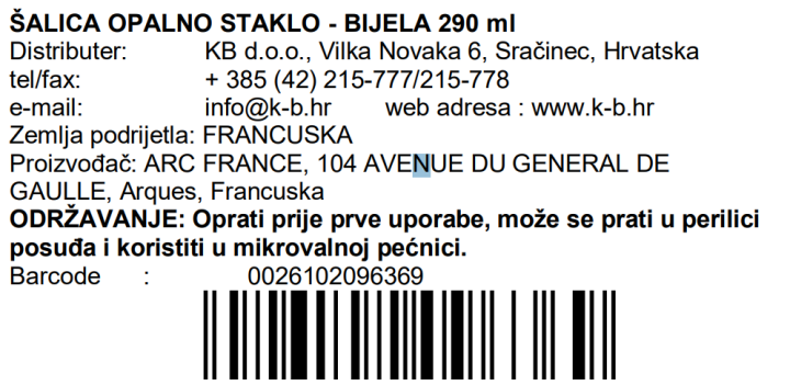 ŠALICA OPAL BIJELA 290 ml