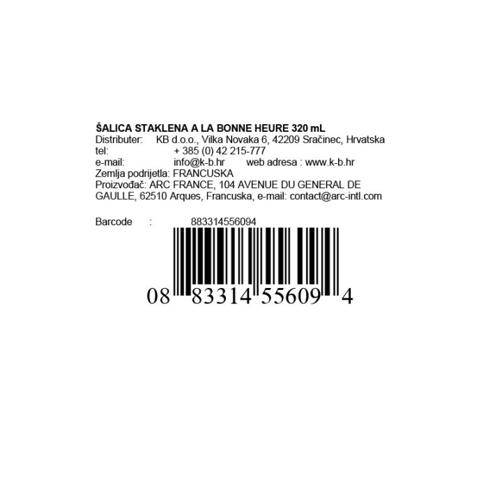 ŠALICA STAKLENA A LA BONNE HEURE 320 mL