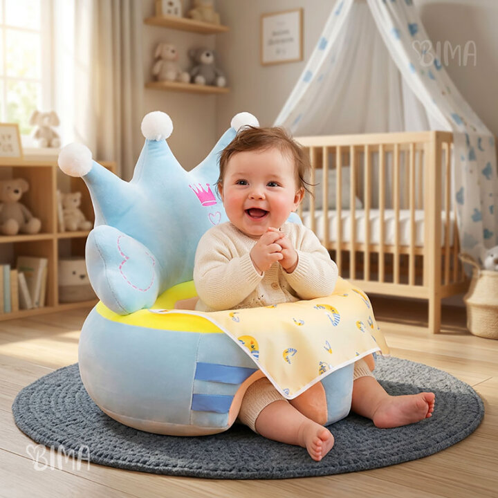 DJEČJA FOTELJA ZA BEBE PLIŠANA KRUNA PLAVA 45x50x45 cm