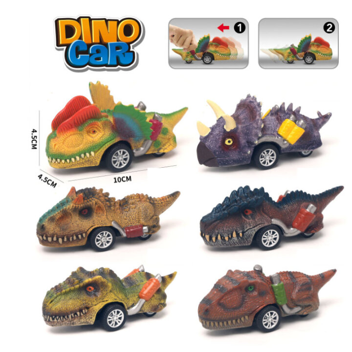 AUTIĆ DINOSAUR NA BLISTERU NA POTEZ 15x13 cm -  SORT