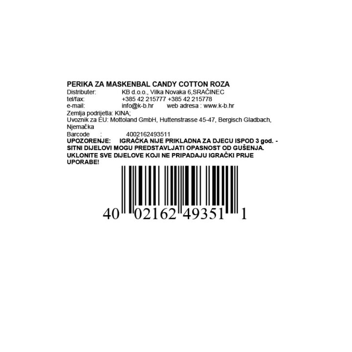 PERIKA ZA MASKENBAL CANDY COTTON ROZA