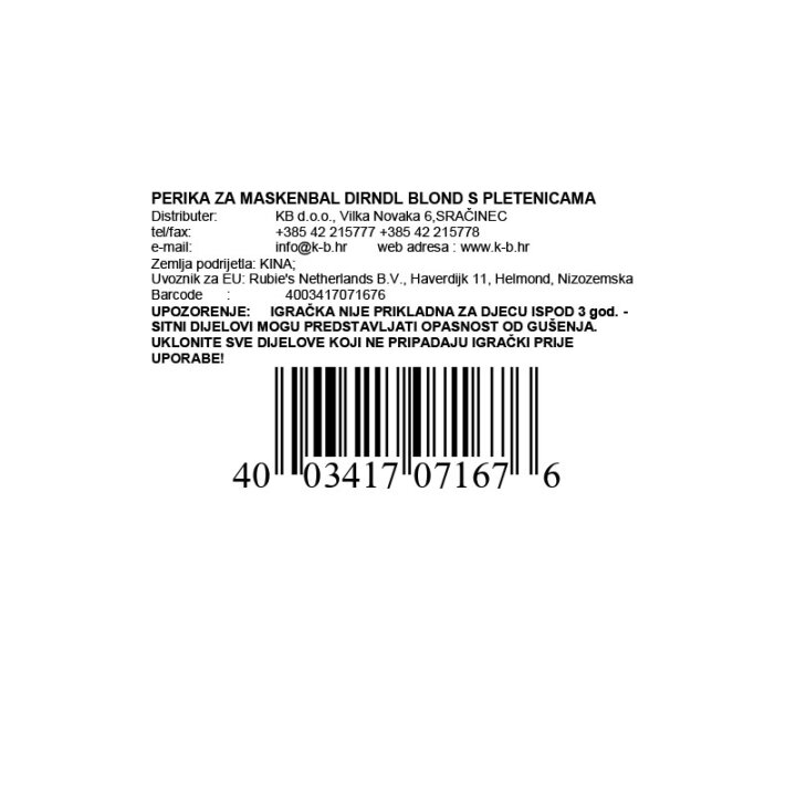 PERIKA ZA MASKENBAL DIRNDL BLOND S PLETENICAMA