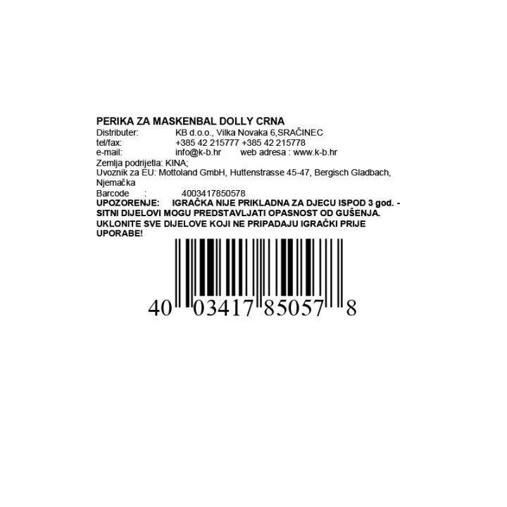 PERIKA ZA MASKENBAL DOLLY CRNA